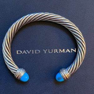 David Yurman 7 mm classic cable collection bracelet collection with turquoise.